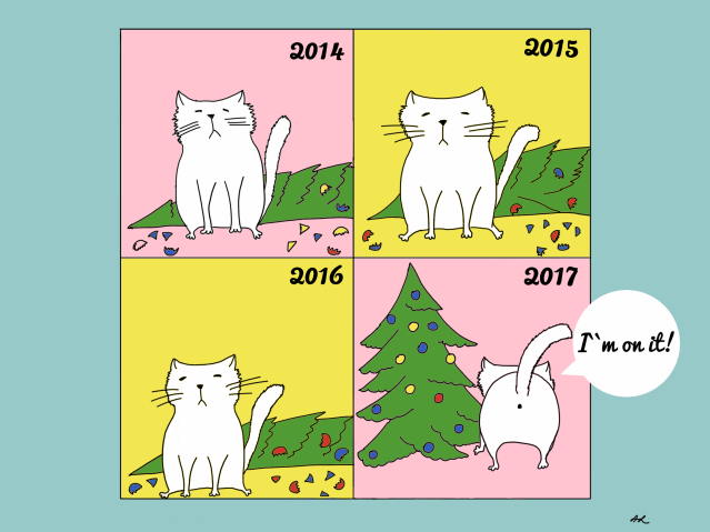 Fluffy vs Christmas tree